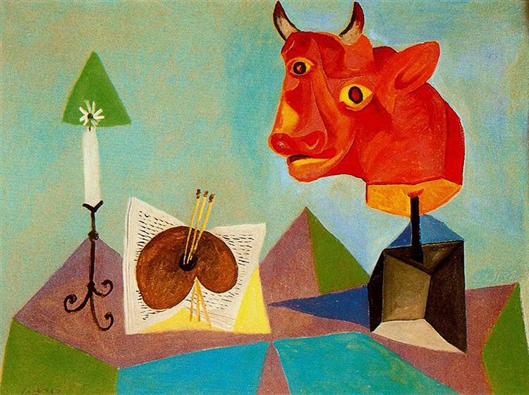Pablo Picasso Classical Painting Candle Palette Head Of Red Bull